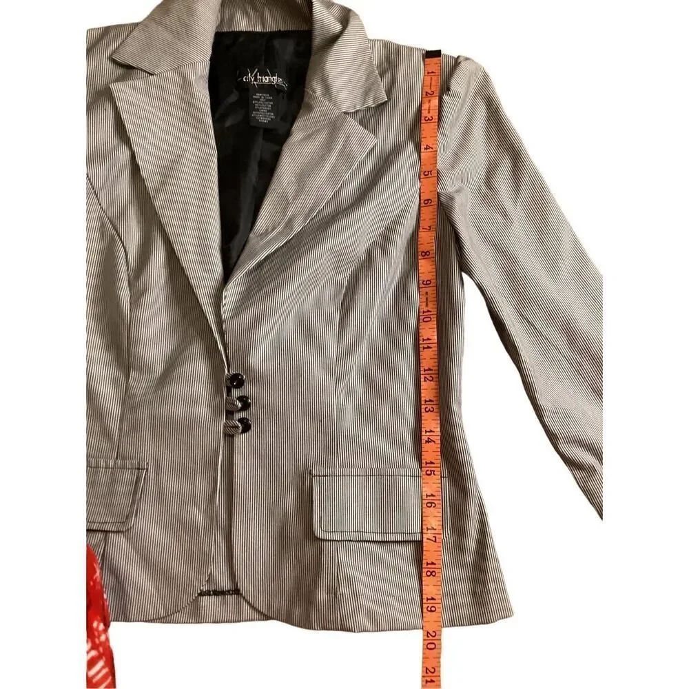 City Triangle Pinstripe 2Pc Skirt Suit Professional Occupational Business